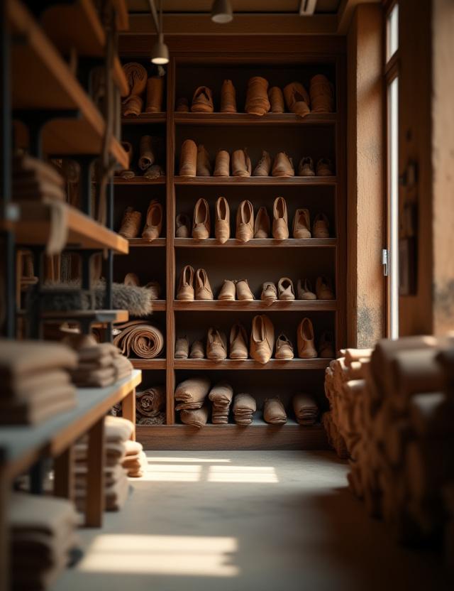 Artigiano al lavoro nell'atelier Dante's Footwear